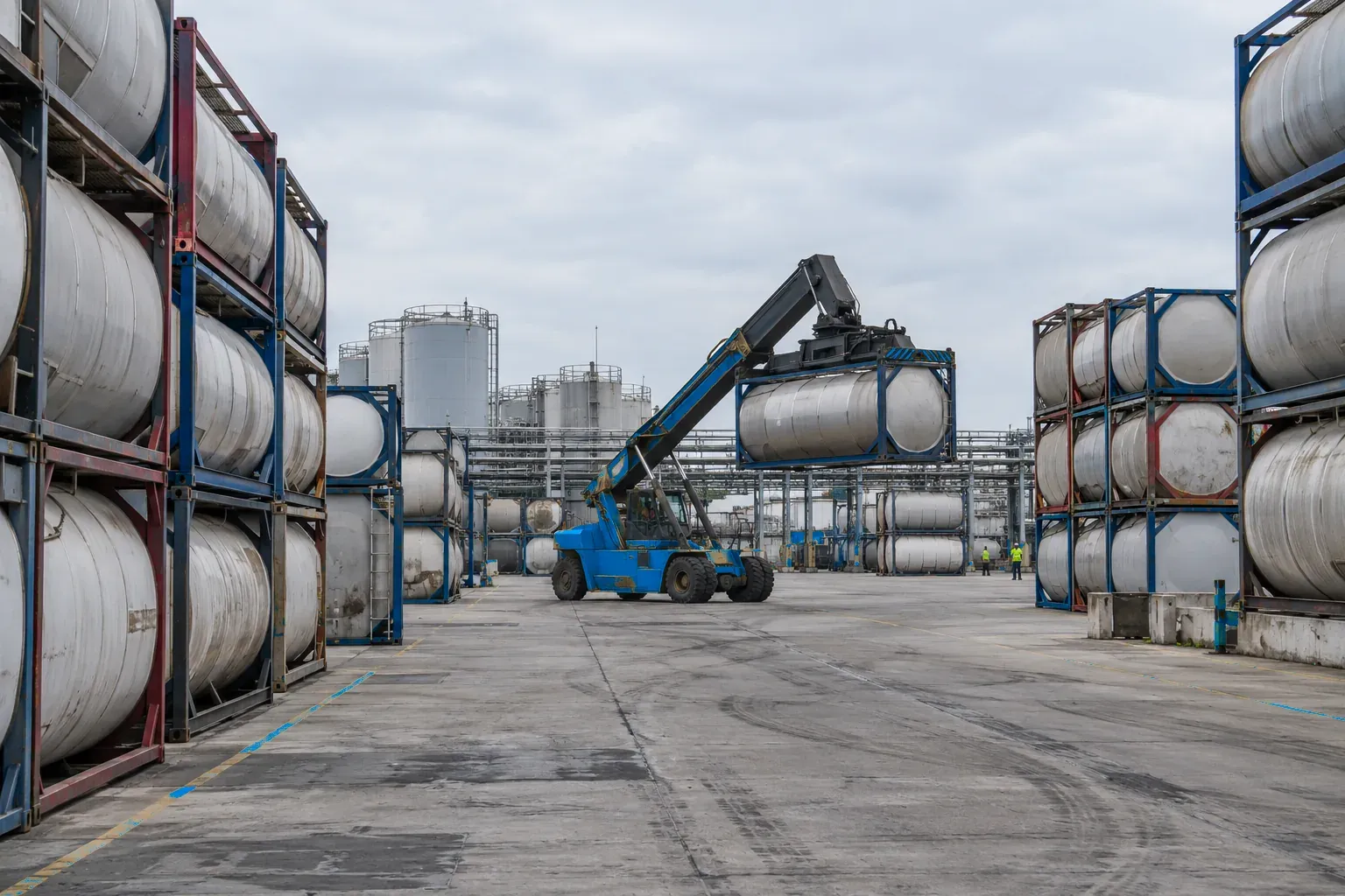 Tank containers handled at a chemical depot